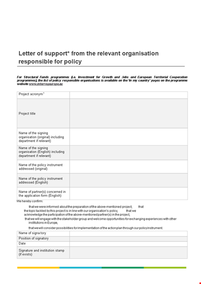 get relevant policy support with our project letter of support template
