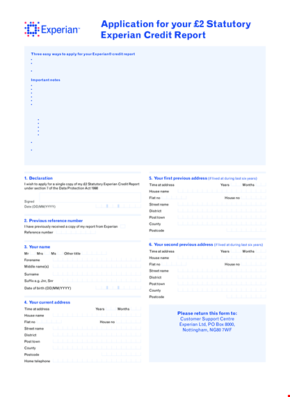 credit report application form template