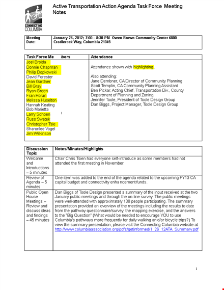 meeting action notes template template