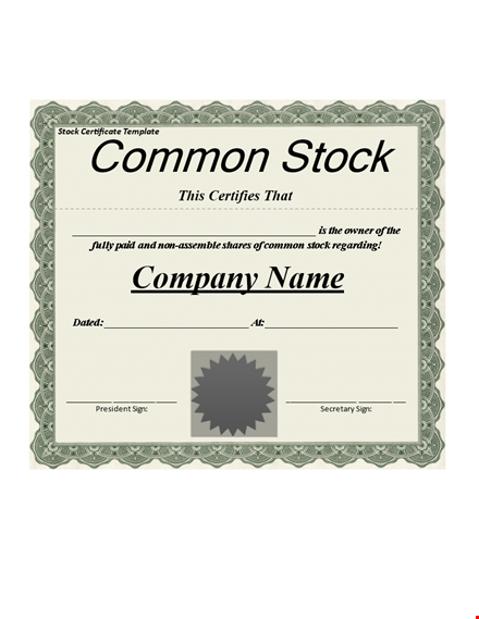 customize your stock certificates | free stock certificate template template