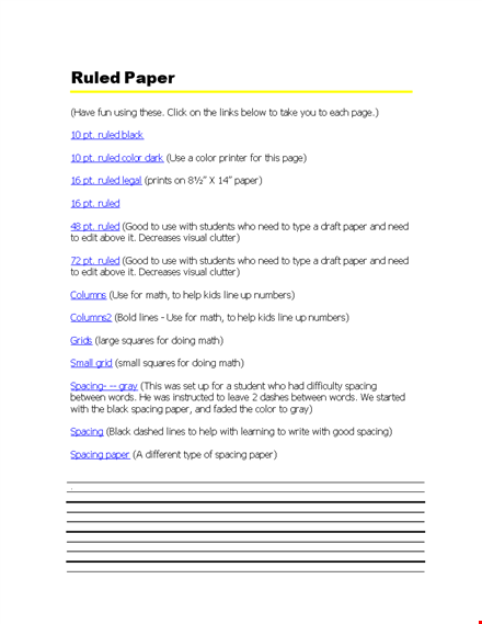 free lined paper template | printable ruled paper with ideal spacing template
