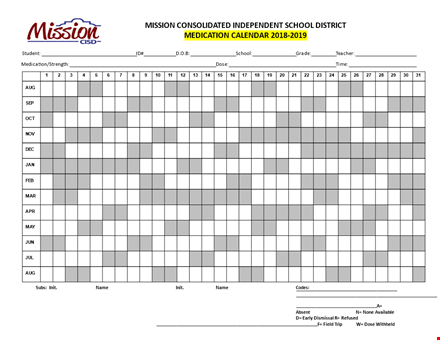 medication schedule template for school - download now template