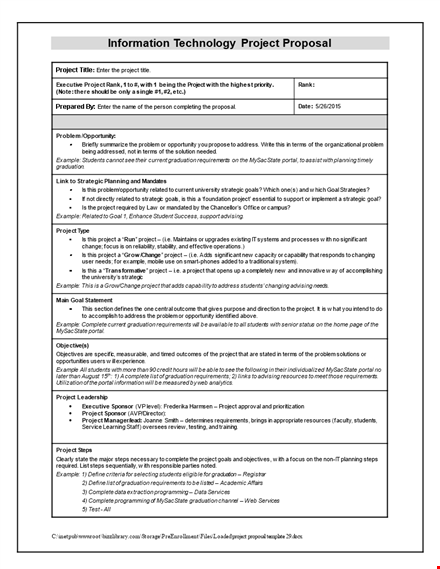 project proposal template - an example for graduation requirements template