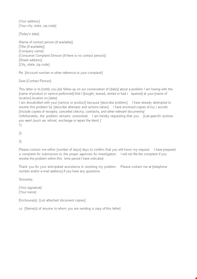 formal business complaint letter format template