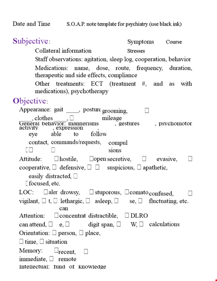 soap note template for effective treatment and thoughtful documentation template