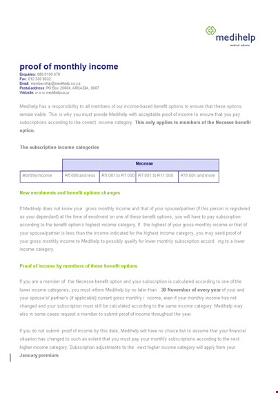proof of income declaration template