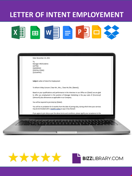 letter of intent employment template