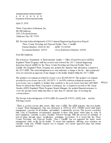 engineering acknowledgement report template
