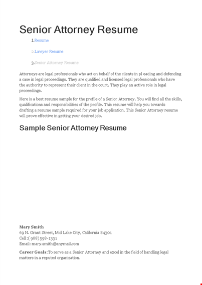 senior attorney resume template template