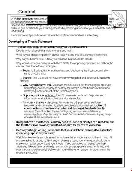 writing a strong thesis statement - examples and tips template