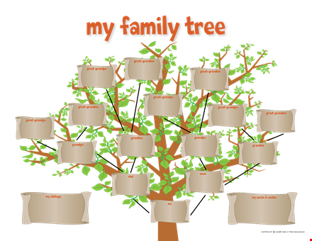 family tree chart for kids - create your ancestry story with great grandpa and grandma template