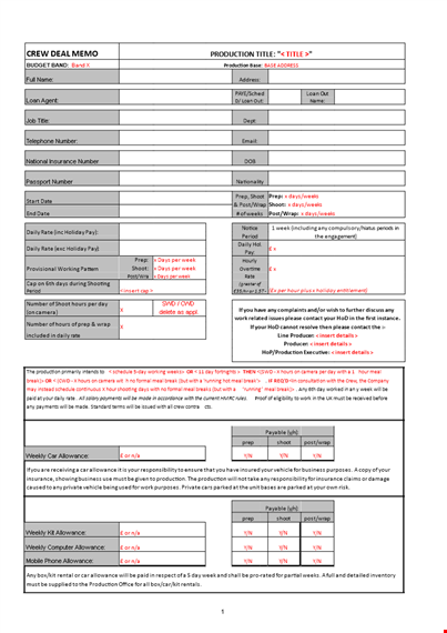 production deal memo template: streamline your workflow template