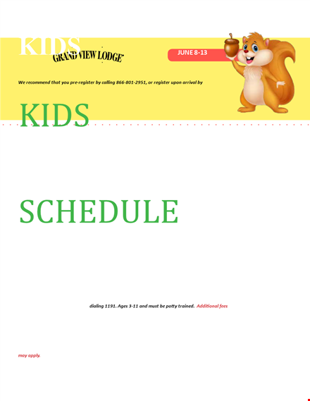 kid’s schedule template