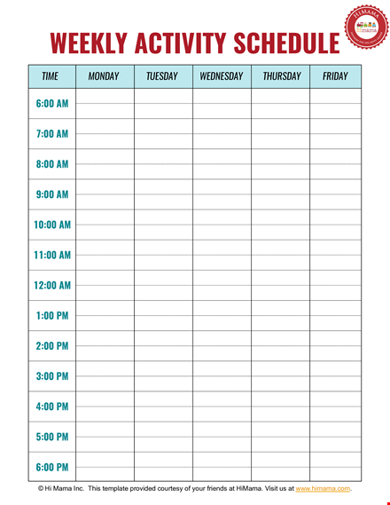 weekly activity schedule pdf template