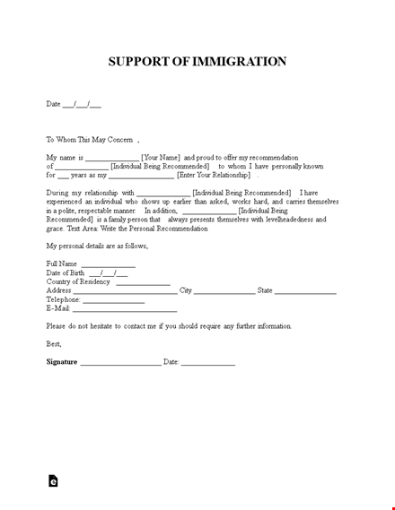 recommended immigration letter for individual | sample template template