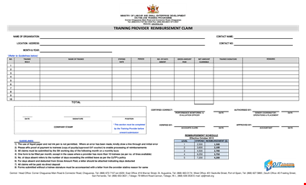 easy reimbursement form for office and trainee providers | company name template