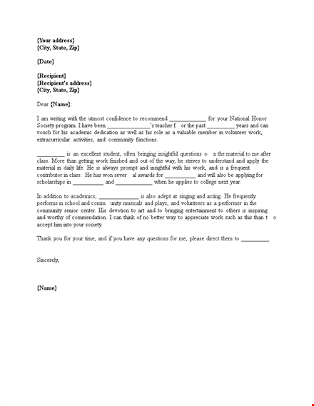 expert letter of recommendation to support your community in state template