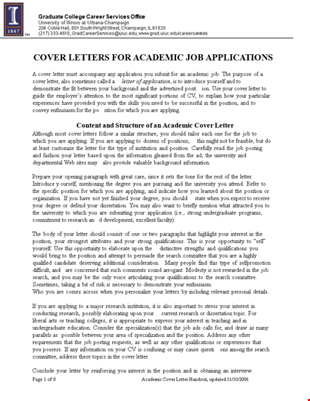 sample academic job cover letter template