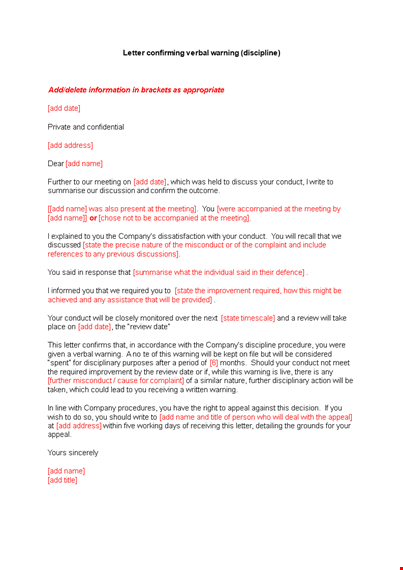 final warning letter for misconduct template