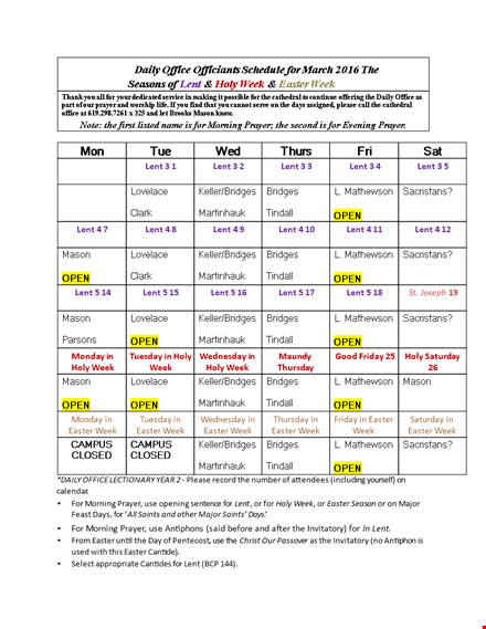 daily office schedule template template