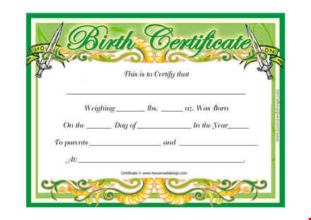 editable birth certificate template template