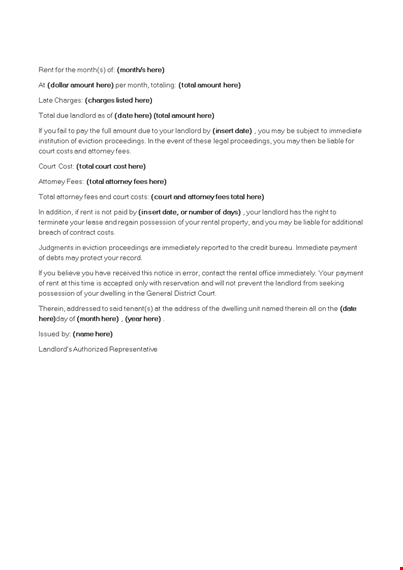 tenant late rent warning letter template template