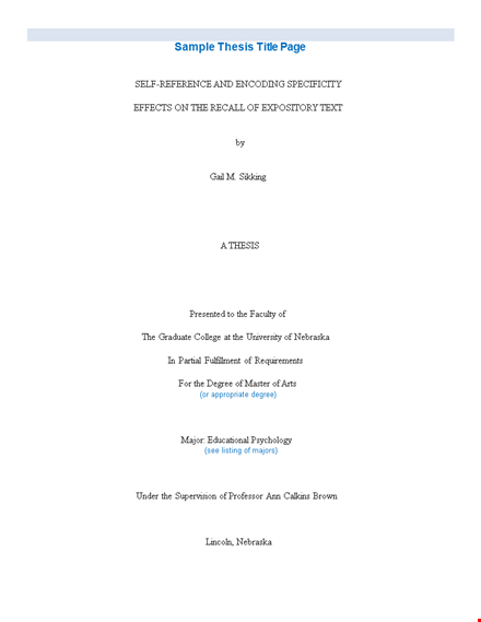sample thesis title page - degree in nebraska | download now template