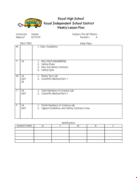 high school lesson plan template - organize your weekly curriculum effortlessly template