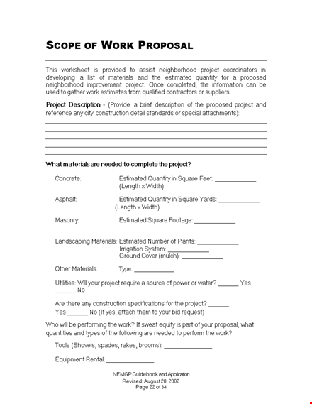 custom job proposal template - estimate project materials template