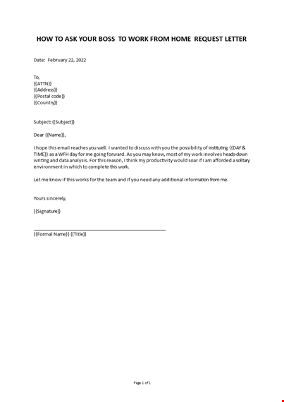 work from home request letter template