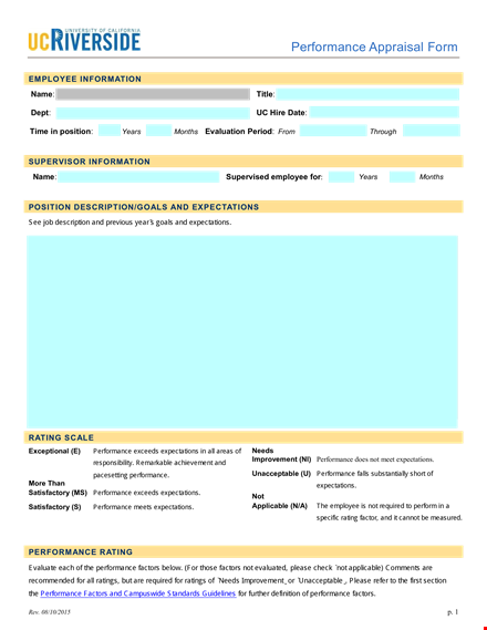 performance appraisal form template for effective employee evaluation template