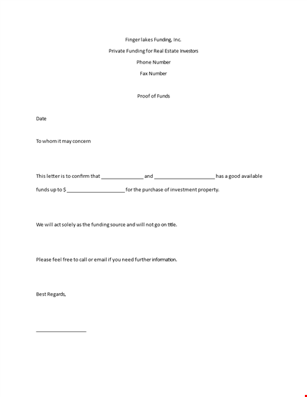 proof of funds letter template: secure your funds easily template