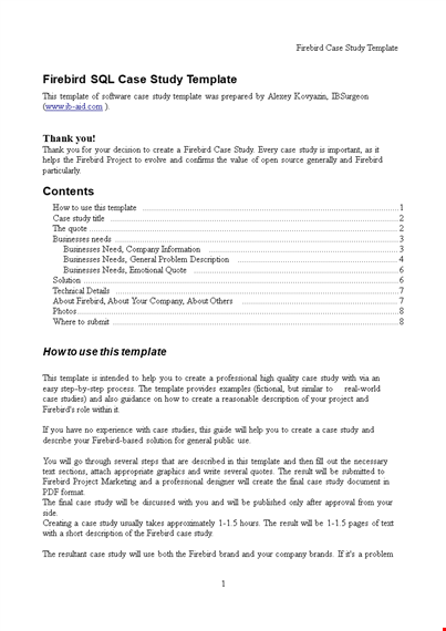 firebird case study word template template