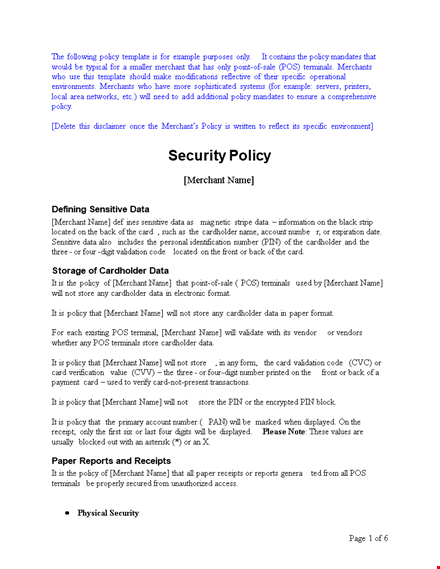 merchant security policy - ensure safe transactions | company name template