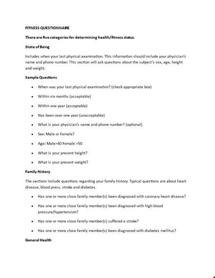 create a health questionnaire for your family | easy-to-use template template