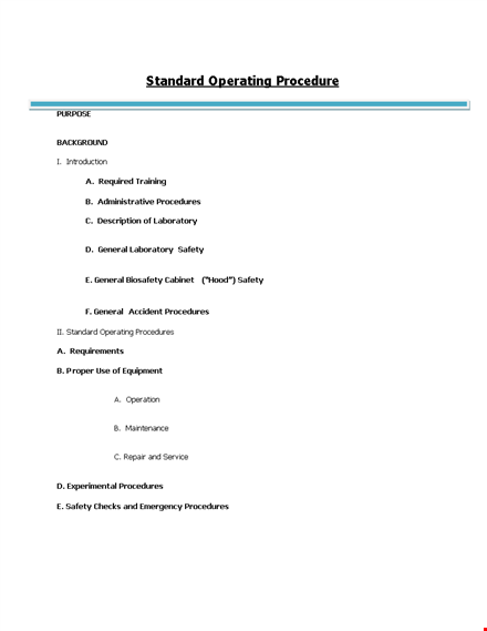 standard operating procedures & templates for safety and emergencies template