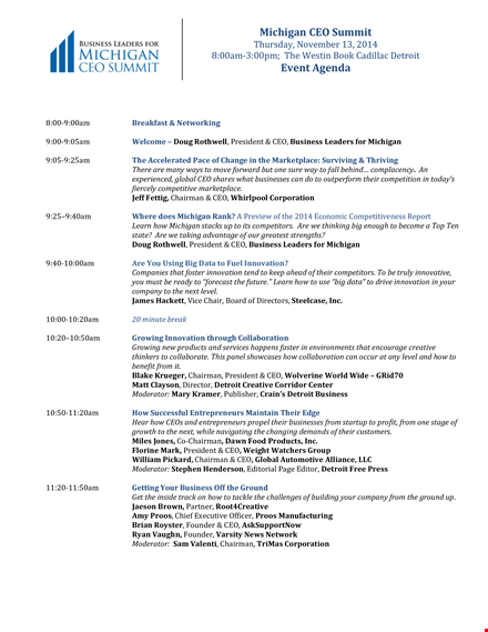 corporate event agenda template
