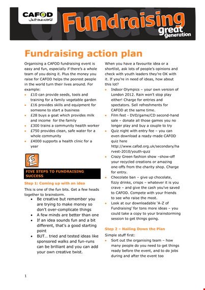 fundraising action template
