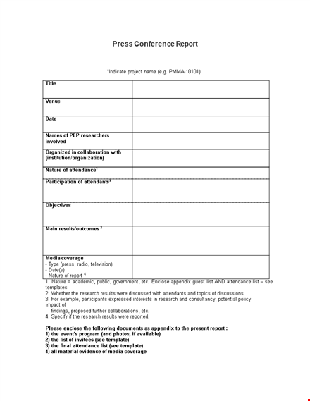 press conference report template