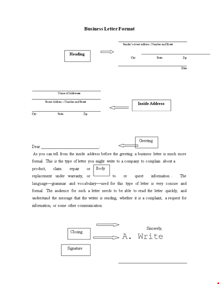 professional business letter | format, example & tips for writing template