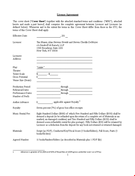 license agreement template - customize your production rights with the licensee and licensor template
