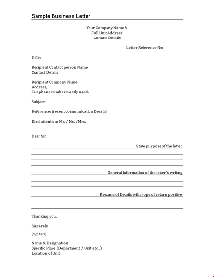 professional business letter template template