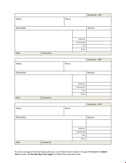 simple receipt template template