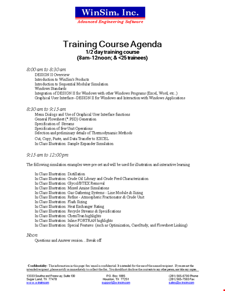 training day agenda: class illustration & windows template