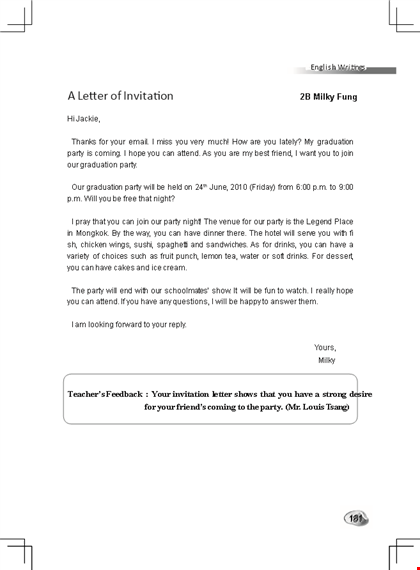 formal party invitation letter template