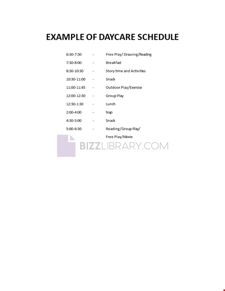 daycare schedule template