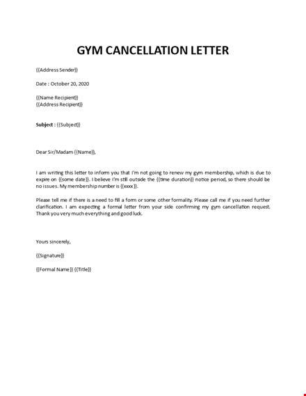gym cancellation letter template