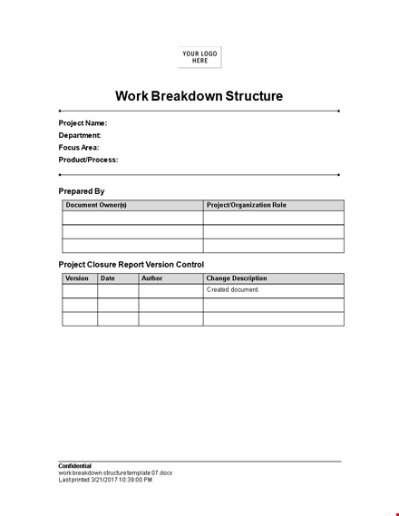 download a professional work breakdown structure template for your project template
