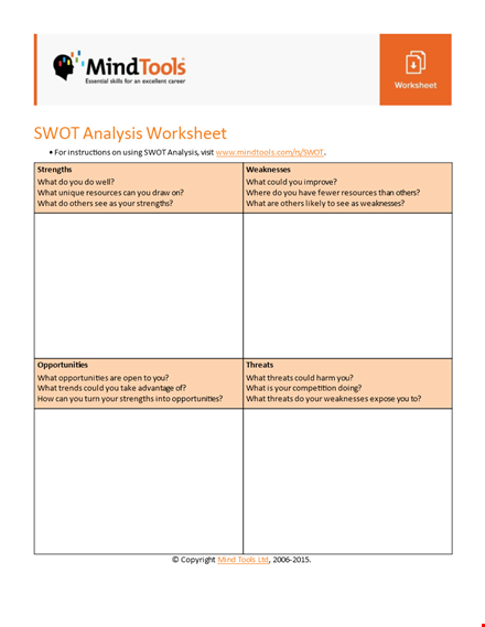 create a personal swot chart to identify strengths and weaknesses template
