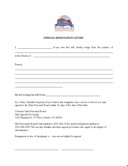 printable official resignation letter: effective and professional resignation template